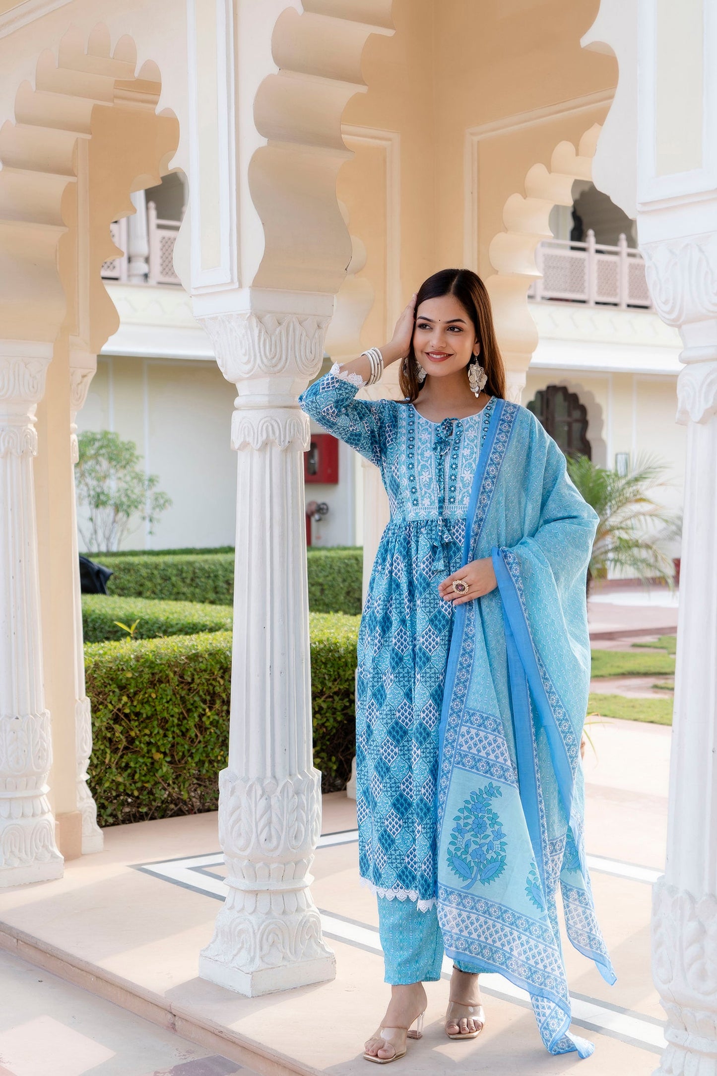 Women Embroidered Anarkali Kurta and Pant Set with Dupatta