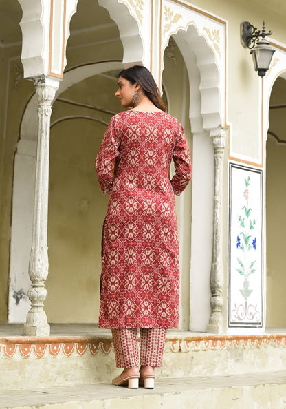 Women Embroidery Printed Straight Kurta and Pant set with Dupatta