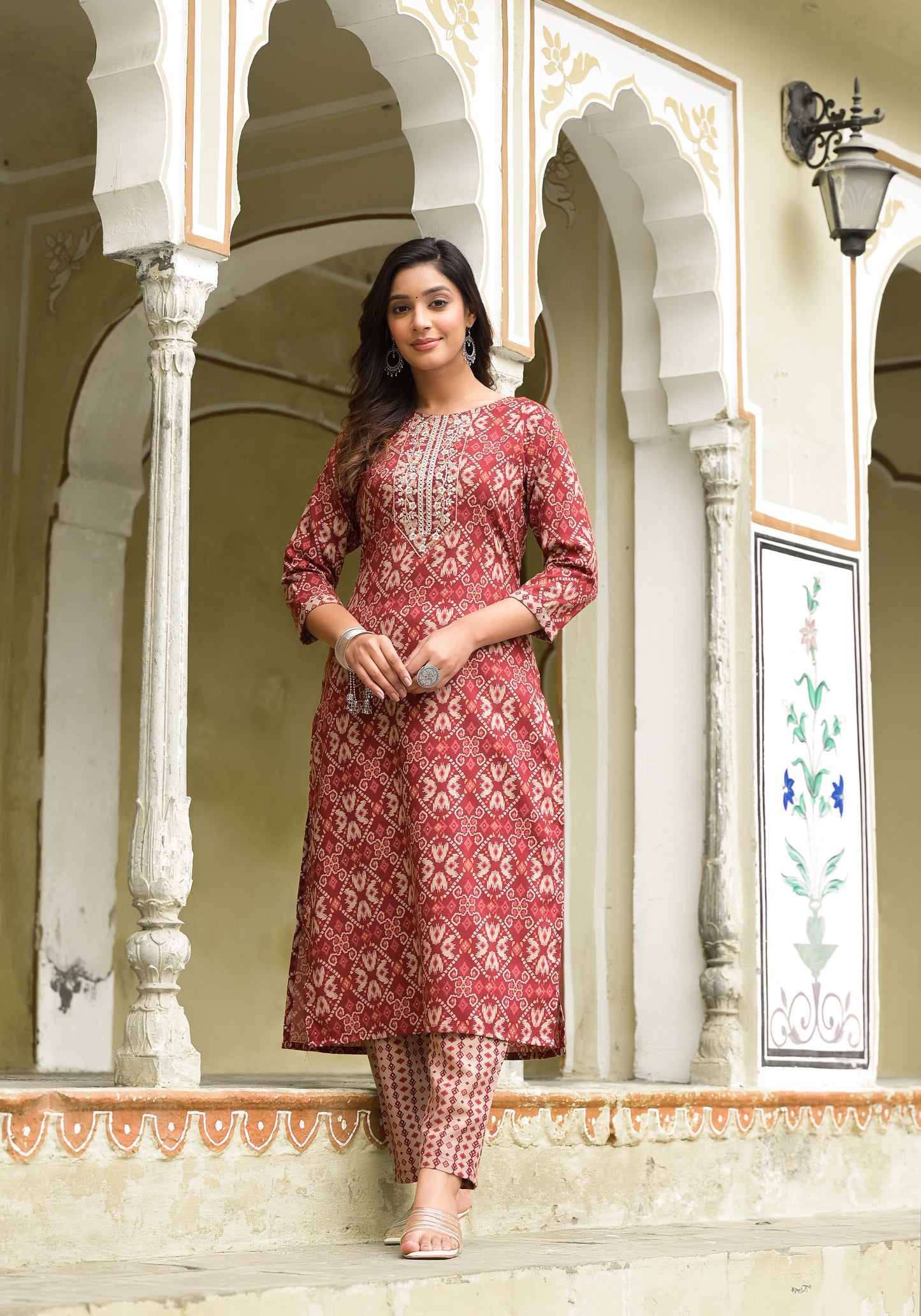 Women Embroidery Printed Straight Kurta and Pant set with Dupatta